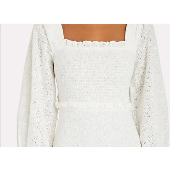 Veronica Beard NEW Denise Dress Sz 4 White Eyelet Cotton Smocked Mini Sun Dress - Picture 10 of 15